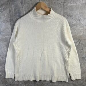 Talbots mock neck sweater relaxed fit Woman's Medium White  winterknitwear
